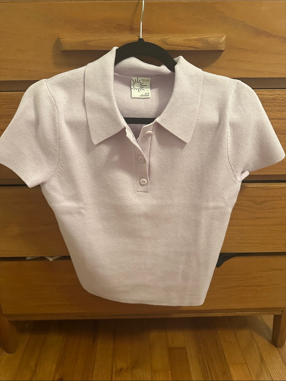 Women's Short-Sleeve Polo Knit Top - Light Lavender